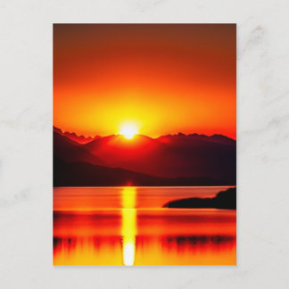 Carte Postale Lever de soleil surplombant un lac