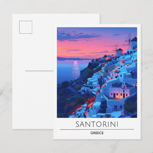 Carte Postale Lever du soleil à Santorin Grèce Voyage (Devant / Derrière)