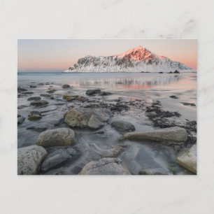 Carte Postale Lever du soleil Flakstad et plage de Skagsanden