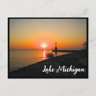 Carte Postale Lever du soleil sur le lac Michigan