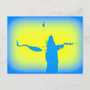 Carte Postale levers bleu