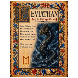Carte Postale Léviathan, Art du Bestiaire Médiéval