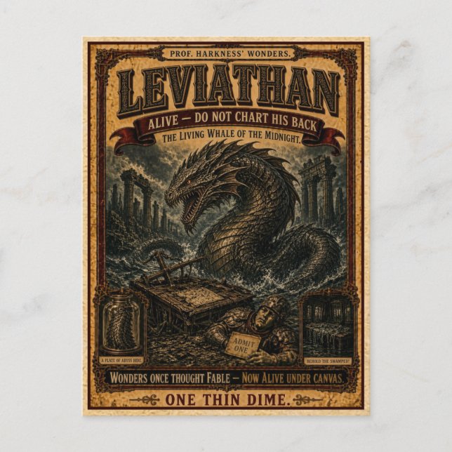 Carte Postale Léviathan, Monstre de Cirque Vintage (Devant)
