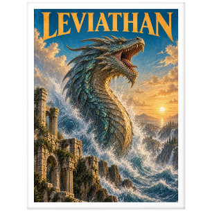 Carte Postale Léviathan, monstre de fantasy gothique
