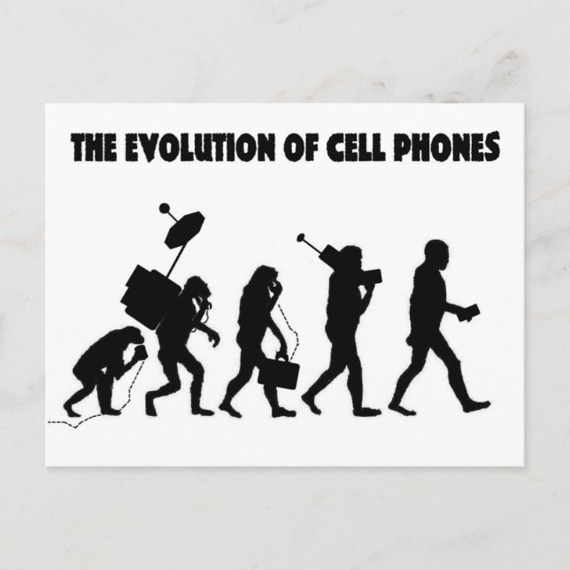 Carte Postale L'évolution des téléphones cellulaires (Devant)