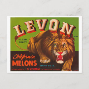 Carte Postale Levon Calfironia Melons Vintage Crate Étiquette -