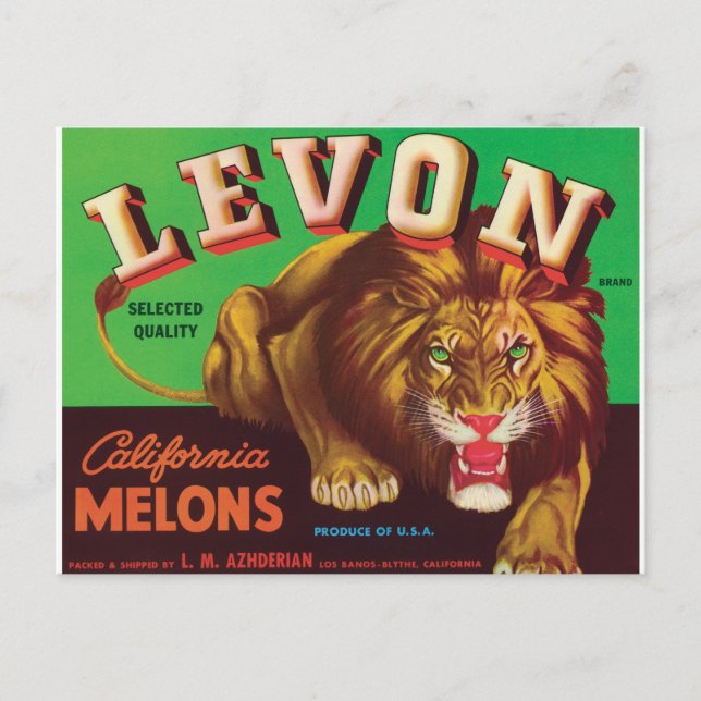 Carte Postale Levon Melons Tiger Los Banos Blythe California Art (Devant)