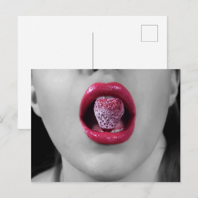 Carte Postale Lèvres fraises (Devant / Derrière)