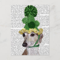 Lévrier en chapeau vert tricoté 2