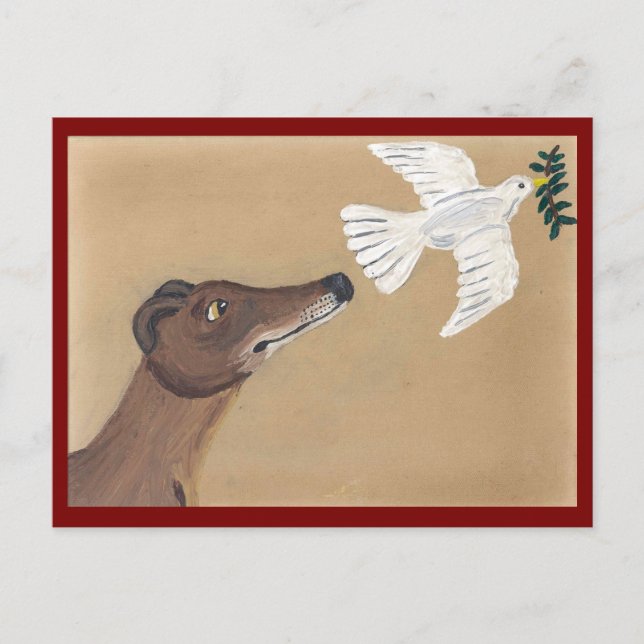Carte Postale Lévrier et Colombe (Devant)