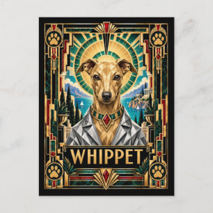Carte Postale Lévrier Whippet, Chien Art Déco