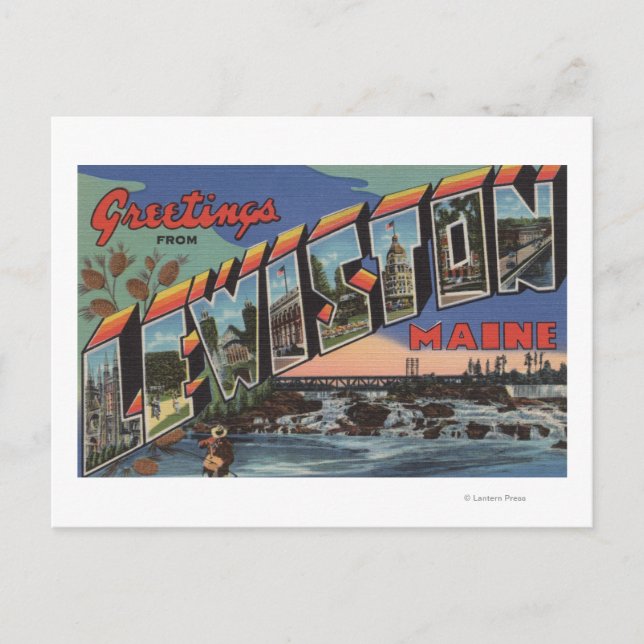 Carte Postale Lewiston, Maine (Scène fluviale) (Devant)