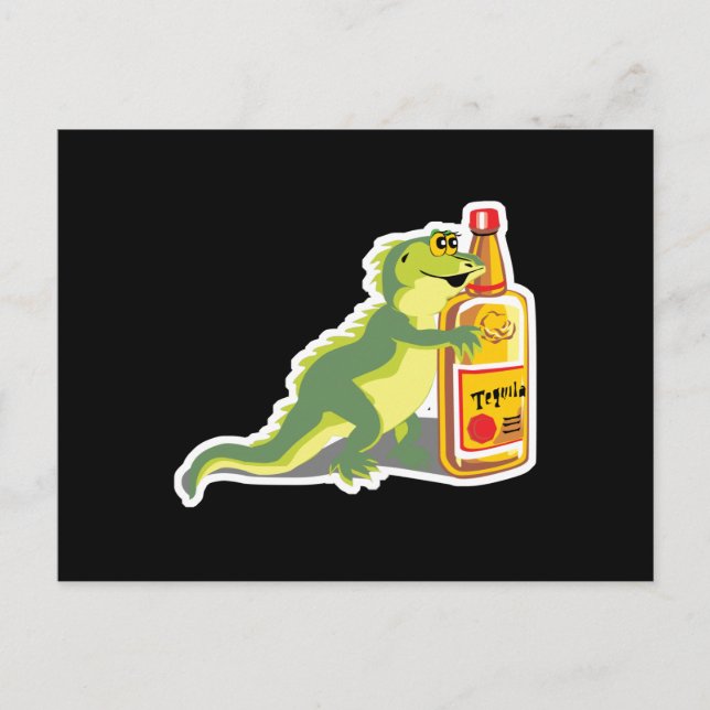 Carte Postale lézard avec tequila (Devant)