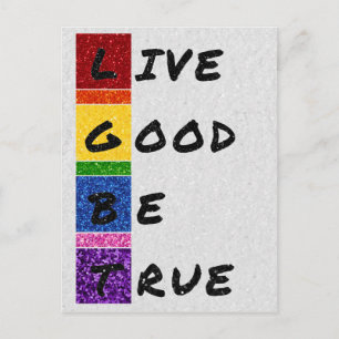 Carte Postale LGBT Parties scintillant Live Good Be True Card