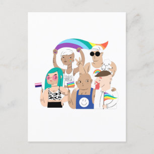 Carte Postale LGBT+Pride. L'amour GAY. drapeau arc-en-ciel.