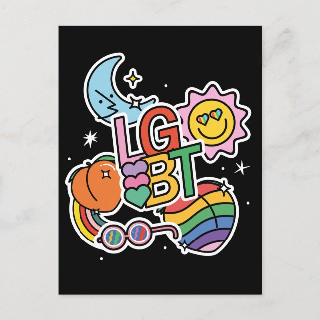 Carte Postale LGBT+Pride. Véritable amour. drapeau arc-en-ciel. (Devant)