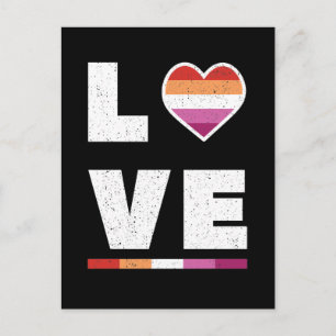Carte Postale LGBTQ Lesbian Pride Drapeau Distressed Grunge Love