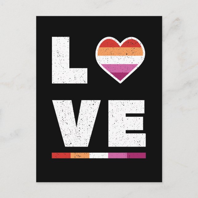 Carte Postale LGBTQ Lesbian Pride Drapeau Distressed Grunge Love (Devant)