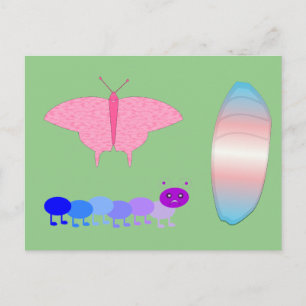 Carte Postale LGBTQIA Papillon de la Fierté Transgenre Chenille 