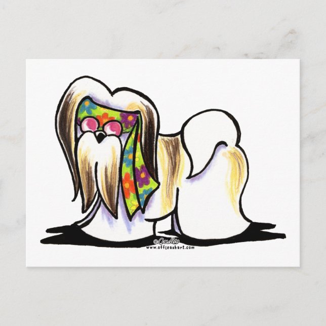 Carte Postale Lhasa Apso Hippie (Devant)