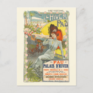 Carte Postale L'Hiver à Pau France Poster vintage 1900