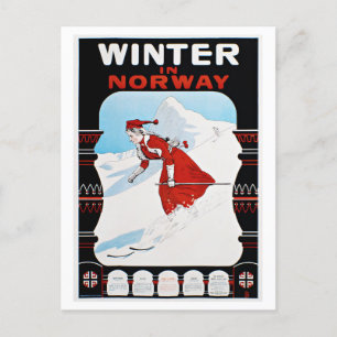 Carte Postale L'hiver en Norvège Poster Vintage voyage