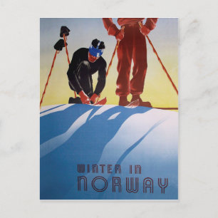 Carte Postale L'hiver en Norvège, sport de ski