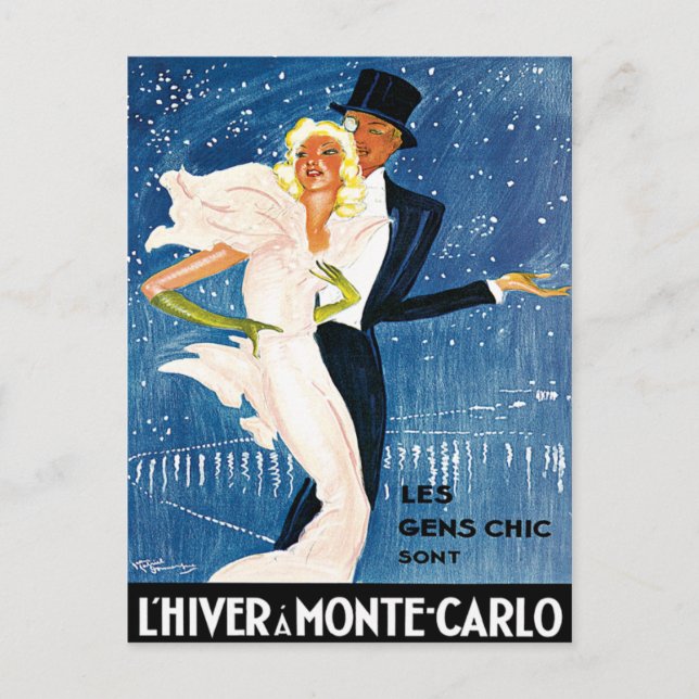 Carte Postale L'Hiver Monte Carlo Monaco Vintage voyage (Devant)