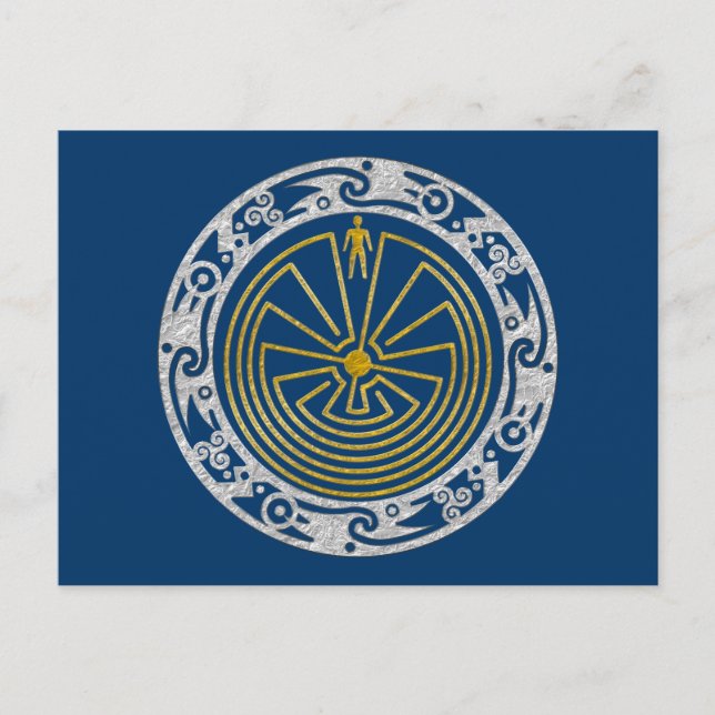 Carte Postale L'homme dans le Maze - Ornement or argent (Devant)