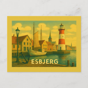 Carte Postale L'Homme d'Esbjerg Rencontre la Mer