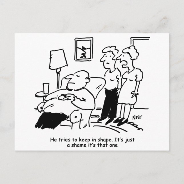 Carte Postale L'homme essaie de rester en forme. Drôle (Devant)
