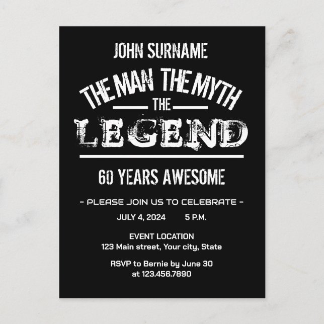 Carte Postale L'homme Le Mythe La Légende Anniversaire Incroyabl (Devant)