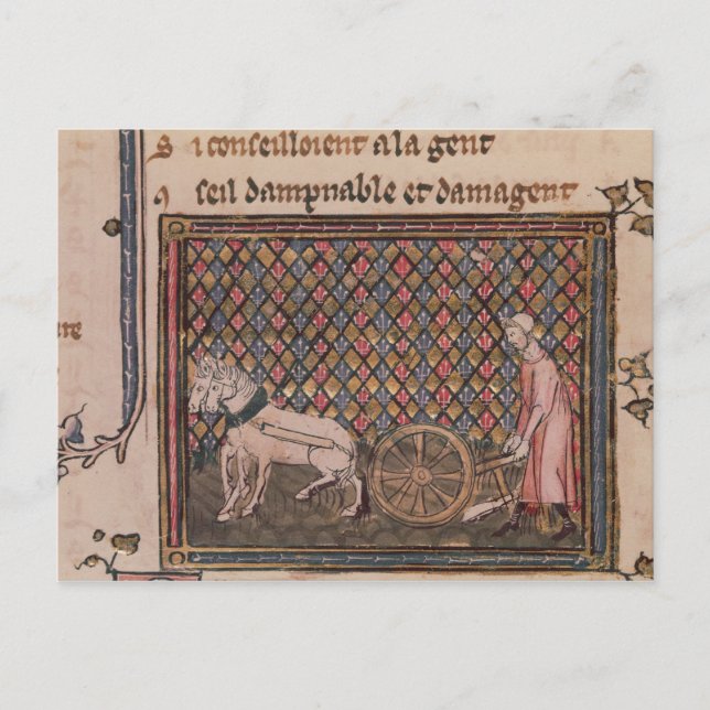 Carte Postale L'homme obligé de travailler pour vivre (Devant)