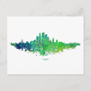 Carte Postale L'horizon de la ville de Los Angeles - Bleu vert c