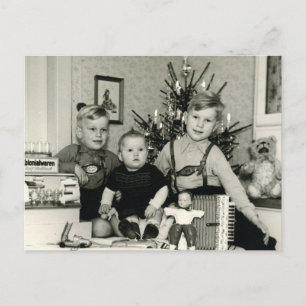 Carte Postale L'horreur de l'accordéon ! Noël 1953.