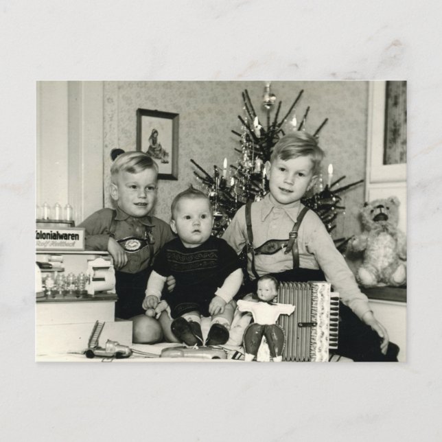 Carte Postale L'horreur de l'accordéon ! Noël 1953. (Devant)