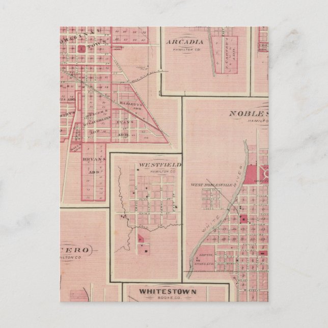 Carte Postale Liban, Boone Co avec Arcadia, Zionsville (Devant)