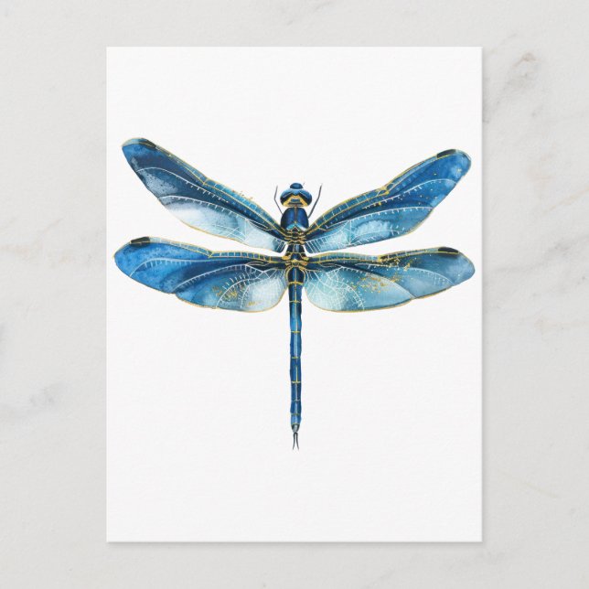 Carte Postale Libellule bleue  (Devant)