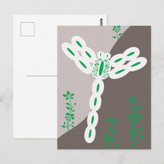 Carte Postale Libellule Florale Volante Éclaboussure de Couleur  (Devant / Derrière)