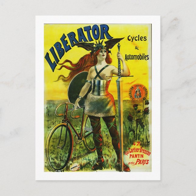 Carte Postale LIBÉRATEUR Cycles & Automobiles Vélo Vintage (Devant)