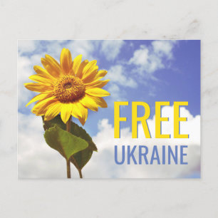 Carte Postale Libérez Ukraine Bleu Yellow Sunflower Paix