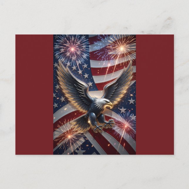 Carte Postale Liberté explosive : aigle patriotique 3D avec feu  (Devant)