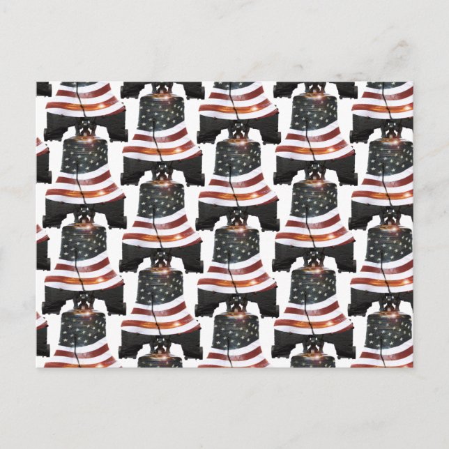 Carte Postale Liberty Bell avec drapeau américain - Motif (Devant)