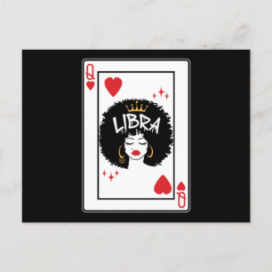 Carte Postale  Libra Star Sign Melanin Black Queen of Hearts