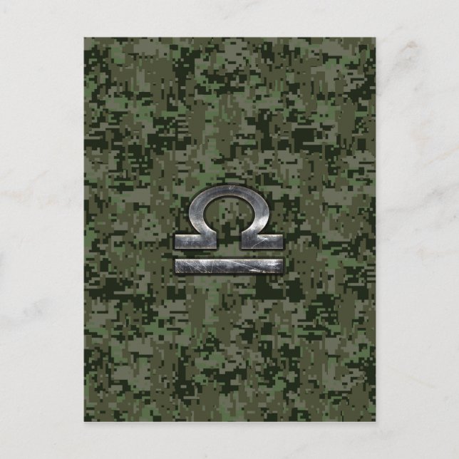Carte Postale Libra Zodiac Connexion Woodland Green camo numériq (Devant)