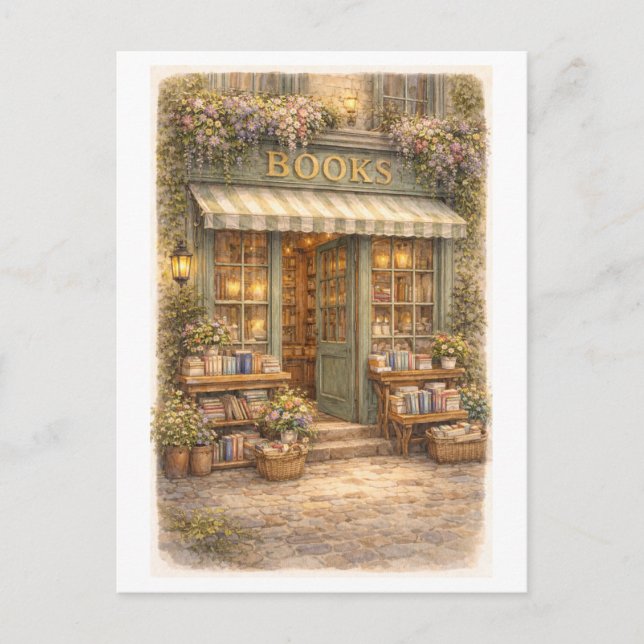 Carte Postale Librairie de style vintage  (Devant)