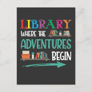 Carte Postale Library Adventure Librarian Book Reader Bookworm
