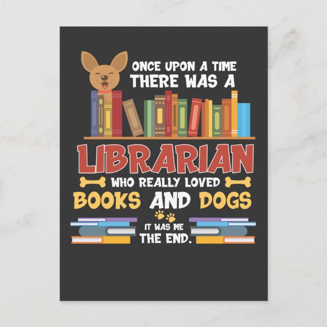 Carte Postale Library Dog and Book lovers Librarian Reader (Devant)