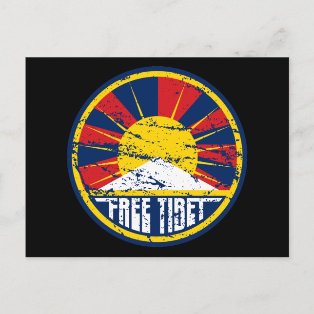 Carte Postale Libre Tibet Round Grunge (Devant)