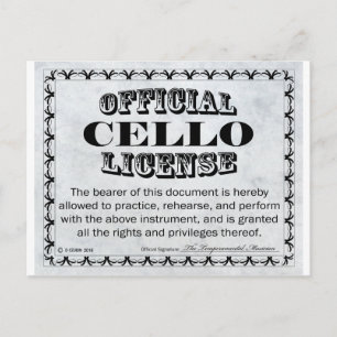 Carte Postale Licence Cello